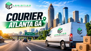 Courier Atlanta GA – EEC Logistics same-day delivery van with Atlanta skyline background